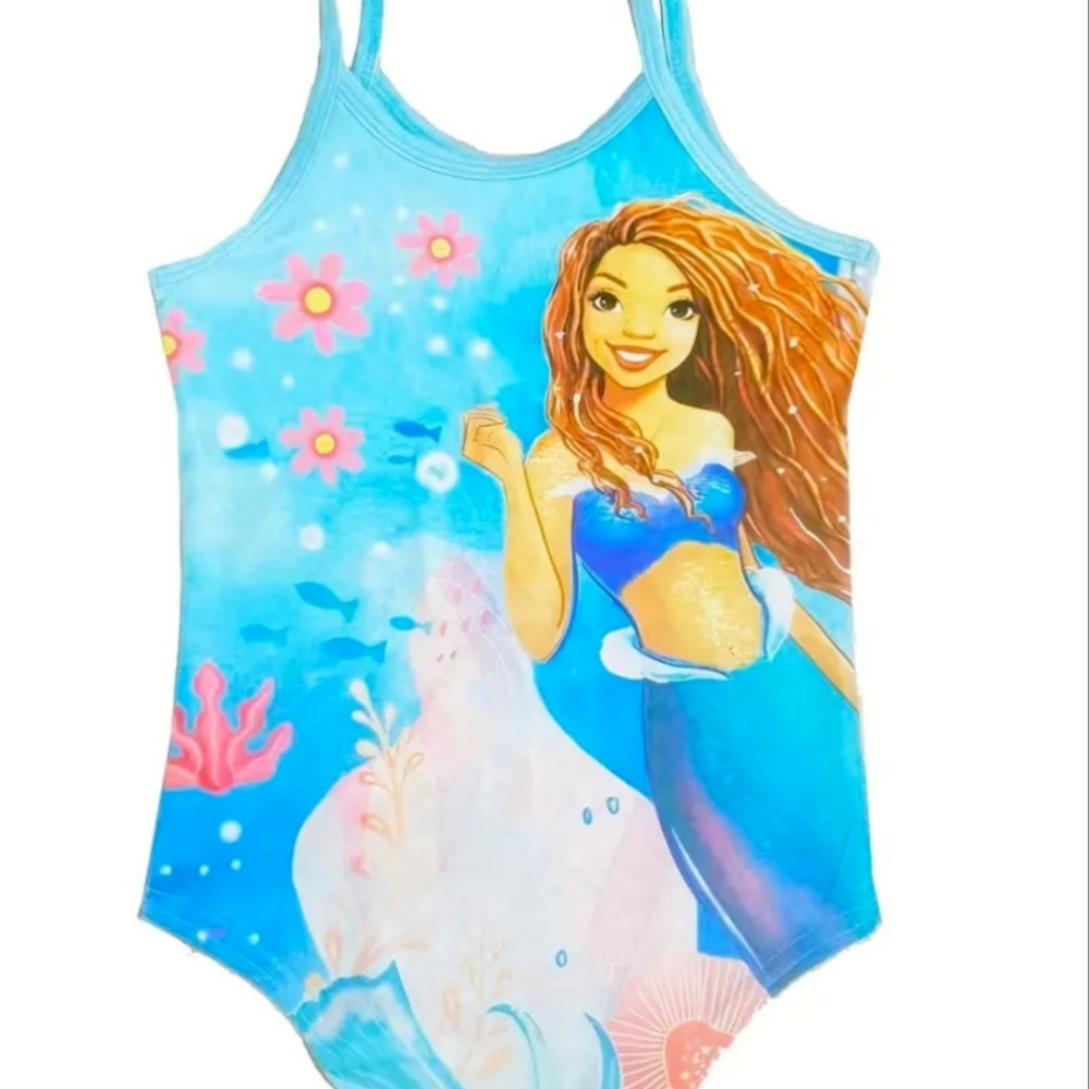 Halle Bailey Little Mermaid Swimsuit with matching Sun Cap. Sz 2-3 years. - Picture 4 of 5